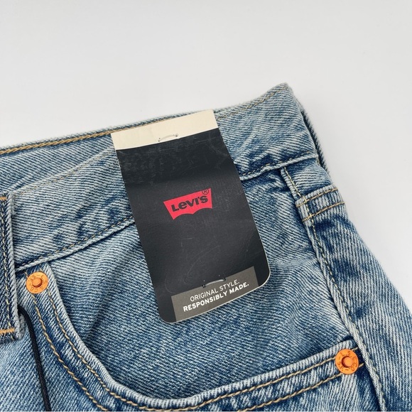 Levi's Premium Button Midi Jean Denim Skirt Size 31 Patch Design 100% Cotton New - Picture 10 of 16